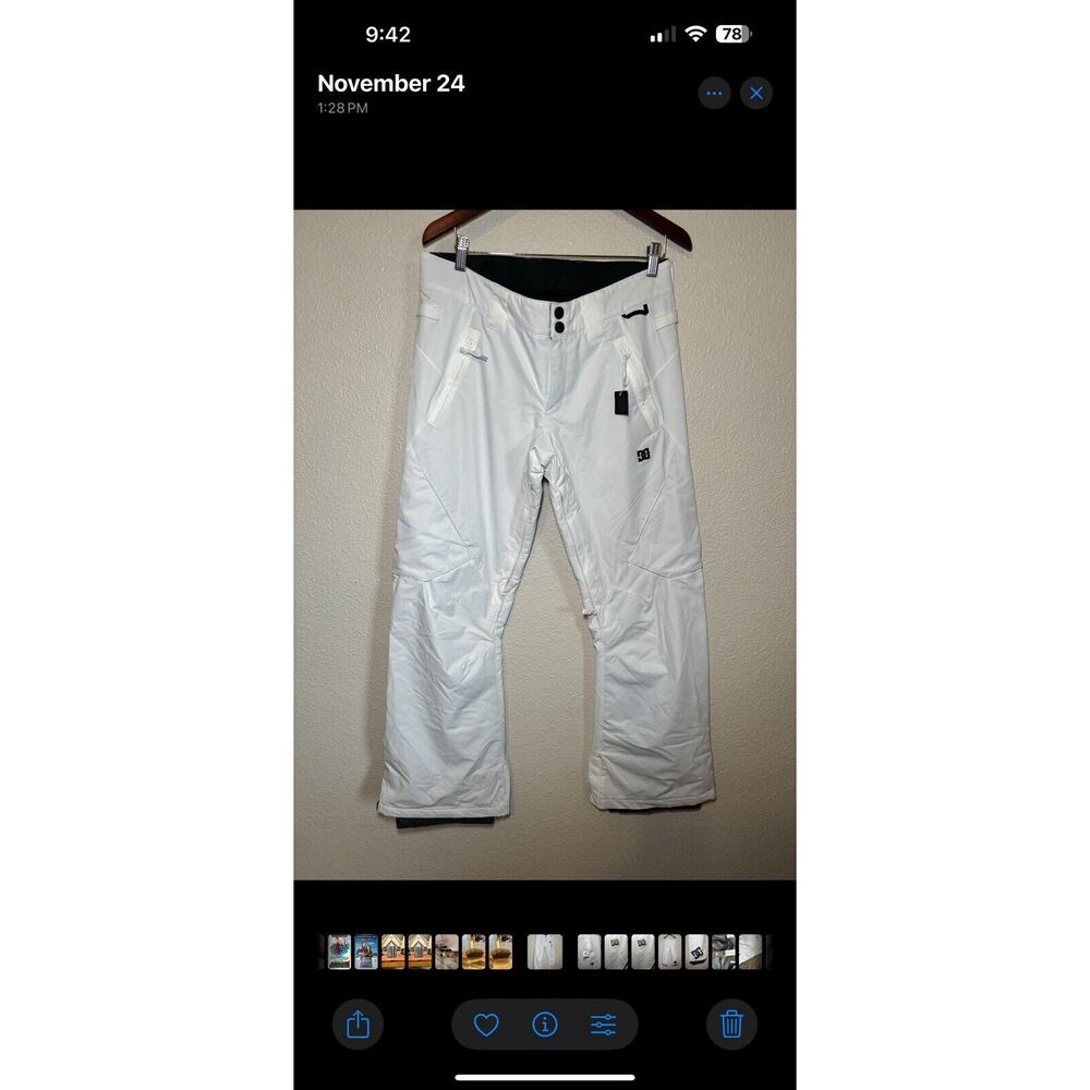 DG Women’s Ski Snow Pants Size Large NWT, Leg Gators & Vents. WHITE. Adj Waist